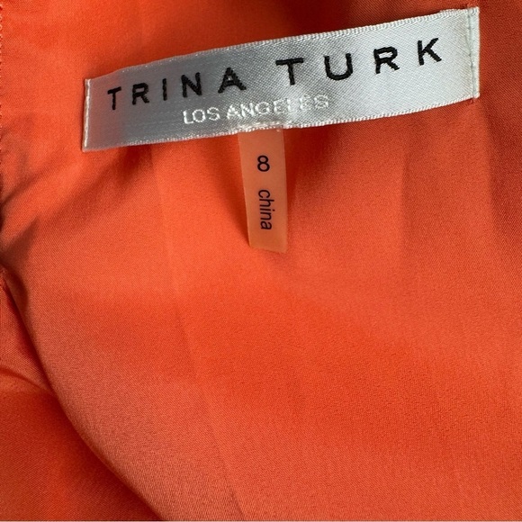 Trina Turk Vine Halter Front Pleat Size 8 Coral Lined Tank Dress - Picture 2 of 7